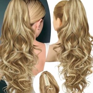 Ponytail extension 24" Long Curly Wavy Claw Clip in ponytail hair extensions